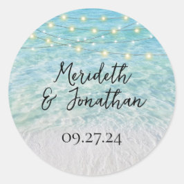 Elegant Sandy Zee Glass Lights Script Ronde Sticker