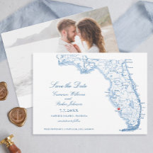 Elegant Sanibel Island Florida Wedding Navy Kaart