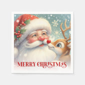 Elegant Santa and Rudolph Christmas Dinner Party Servet (Voorkant)