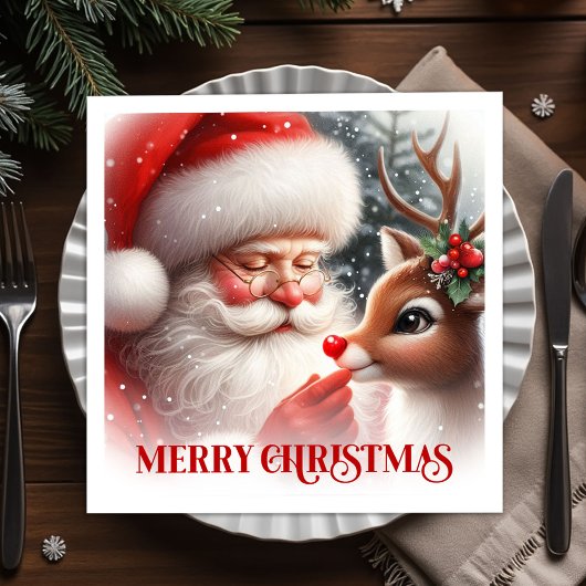 Elegant Santa and Rudolph Christmas Party Dinner  Servet