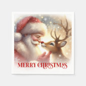 Elegant Santa and Rudolph Holiday Dinner Party  Servet (Voorkant)