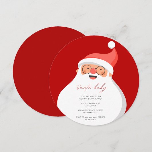 Elegant Santa baby Kerst baby shower Kaart (Voorkant / Achterkant)