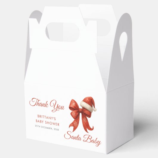 Elegant Santa Baby shower Red Bow Christmas Bedankdoosjes (Geopend)