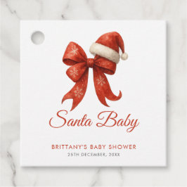 Elegant Santa Baby shower Red Bow Christmas Bedankjes Labels