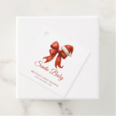Elegant Santa Baby shower Red Bow Christmas Bedankjes Labels (In situ)