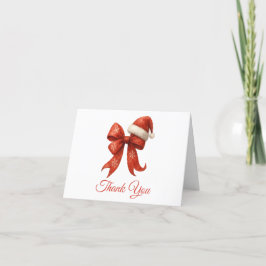 Elegant Santa Baby shower Red Bow Christmas Bedankkaart