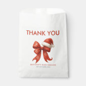 Elegant Santa Baby shower Red Bow Christmas Bedankzakje (Voorkant)