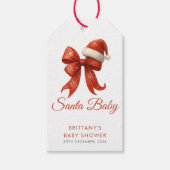 Elegant Santa Baby shower Red Bow Christmas Cadeaulabel (Voorkant)