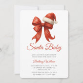 Elegant Santa Baby shower Red Bow Christmas Kaart (Voorkant)