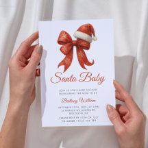 Elegant Santa Baby shower Red Bow Christmas