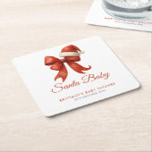 Elegant Santa Baby shower Red Bow Christmas Kartonnen Onderzetters (Schuin)