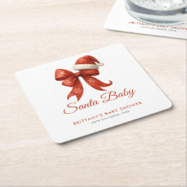 Elegant Santa Baby shower Red Bow Christmas Kartonnen Onderzetters