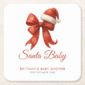 Elegant Santa Baby shower Red Bow Christmas Kartonnen Onderzetters (Voorkant)
