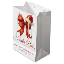 Elegant Santa Baby shower Red Bow Christmas Medium Cadeauzakje