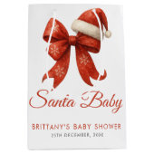 Elegant Santa Baby shower Red Bow Christmas Medium Cadeauzakje (Voorkant)