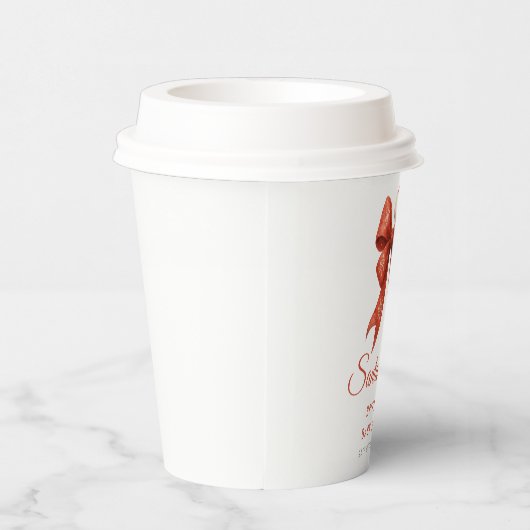 Elegant Santa Baby shower Red Bow Christmas Papieren Bekers (Rechts)