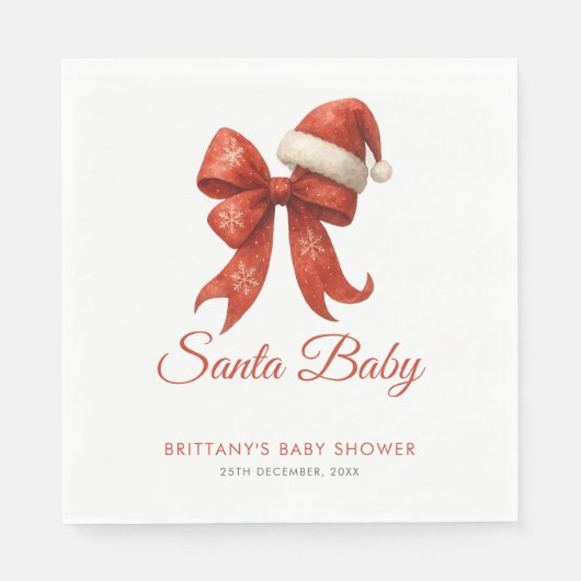 Elegant Santa Baby shower Red Bow Christmas Servet (Voorkant)