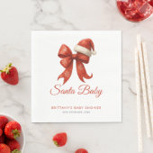 Elegant Santa Baby shower Red Bow Christmas Servet (Insitu)