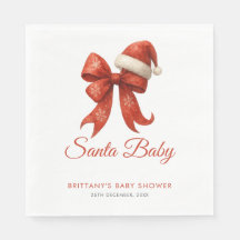 Elegant Santa Baby shower Red Bow Christmas