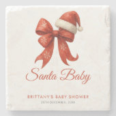 Elegant Santa Baby shower Red Bow Christmas Stenen Onderzetter (Voorkant)