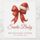 Elegant Santa Baby shower Red Bow Christmas Wijn Etiket (Enkel label)