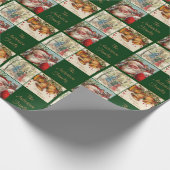 Elegant  Santa Bells Familienaam Paper Cadeaupapier (Hoek)