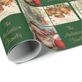 Elegant  Santa Bells Familienaam Paper Cadeaupapier (Rol Hoek)