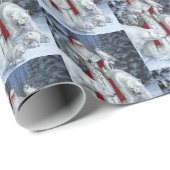 Elegant Santa Claus en Polar Beren Kerstmis Cadeaupapier (Rol Hoek)