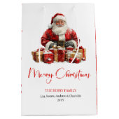 Elegant Santa Claus Minimalist Cozy Christmas Bag Medium Cadeauzakje (Voorkant)