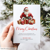 Elegant Santa Claus Minimalist Modern Holiday Card Feestdagenkaart
