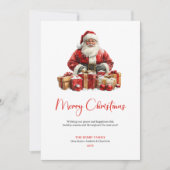 Elegant Santa Claus Minimalist Modern Holiday Card Feestdagenkaart (Voorkant)