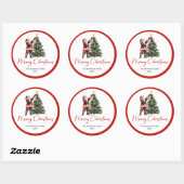 Elegant Santa Claus Red White Script Font Holiday Ronde Sticker (Vel)