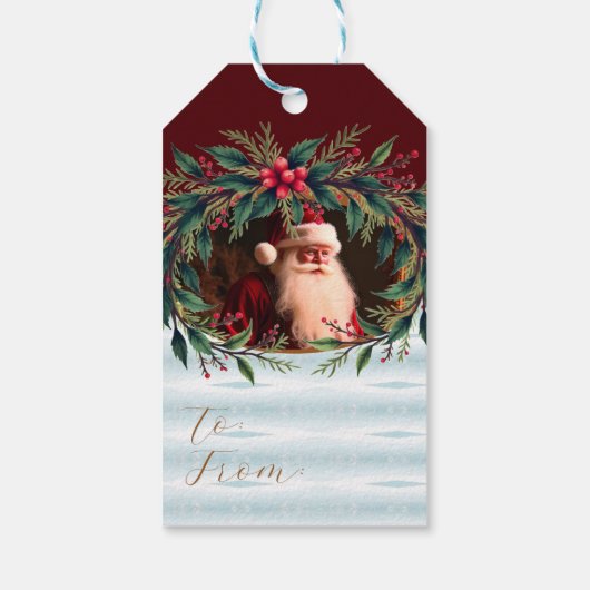 Elegant Santa Clause Gift Tag Cadeaulabel (Achterkant)