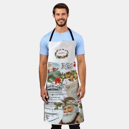 Elegant  Santa Collage Kerst Schort (Gedragen)
