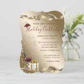 Elegant, Santa Hat, Cocktail Kerstmis Kaart (Staand voorkant)