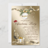 Elegant, Santa Hat, Glas, Bal Corporate Kerstmis Kaart (Voorkant)