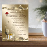 Elegant, Santa Hat, Glass, Corporate Kerstparty Kaart<br><div class="desc">Een elegante feestelijke uitnodiging met een kersthert met een kersthoed op gouden achtergrond. Deze prachtige kerstuitnodigingen zijn perfect voor kerstfeestjes, uitnodigingen voor cadeautjes voor kerstcadeautjes, kerstdragers, feestelijke feestelijke uitnodigingen en andere evenementen die in de maand december worden gehouden. Gebruik enkel de gebieden van de sjabloon om uw eigen gebeurtenisinformatie toe...</div>