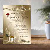 Elegant, Santa Hat, Glass, Corporate Kerstparty Kaart