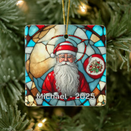 Elegant Santa Portrait Keramisch Ornament