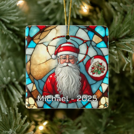 Elegant Santa Portrait Keramisch Ornament (Boom)