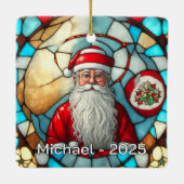 Elegant Santa Portrait Keramisch Ornament (Achterkant)