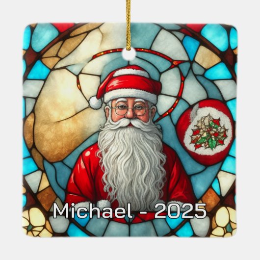 Elegant Santa Portrait Keramisch Ornament (Achterkant)