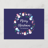 Elegant Santa Snowman Candy Cane Kerstmis Feestdagenkaart (Voorkant)