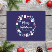 Elegant Santa Snowman Candy Cane Kerstmis Feestdagenkaart