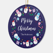 Elegant Santa Snowman Candy Cane Kerstmis Keramisch Ornament (Links)