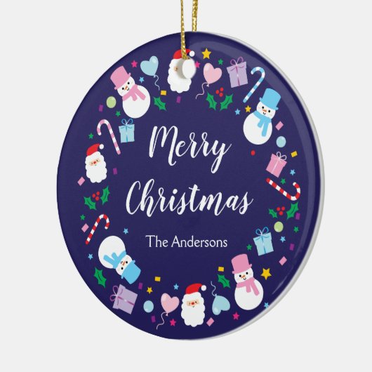 Elegant Santa Snowman Candy Cane Kerstmis Keramisch Ornament (Links)