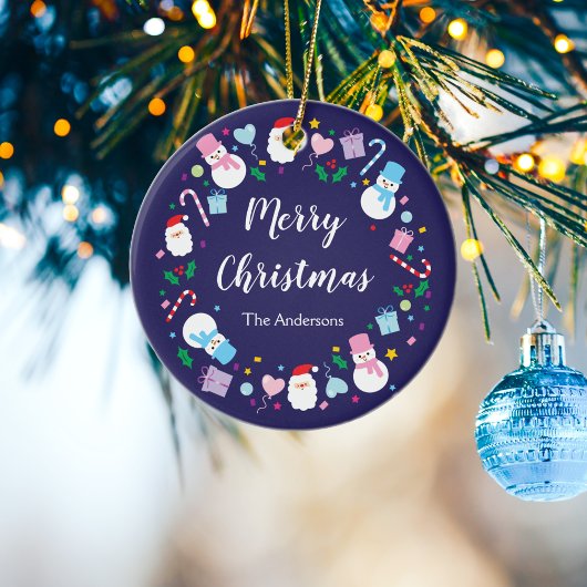 Elegant Santa Snowman Candy Cane Kerstmis Keramisch Ornament