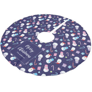 Elegant Santa Snowman Candy Cane-kerstpatroon Kerstboom Rok