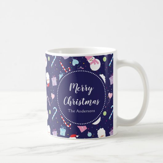 Elegant Santa Snowman Candy Cane-kerstpatroon Koffiemok (Rechts)