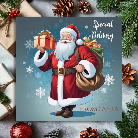 Elegant Santa Special Delivery Christmas Greeting Feestdagenkaart